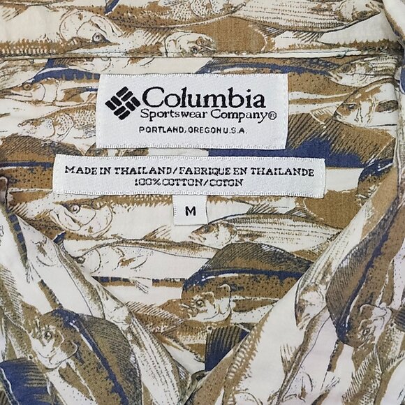Columbia Sportswear Men’s M Shirt Button Up Fish Print Short Sleeve Cotton - Picture 3 of 8